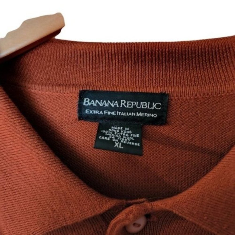 Banana Republic Extra Fine Italian Merino Wool Sweater Collar XL Rust Orange - Picture 7 of 10